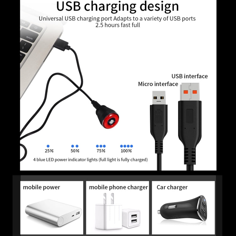 USB charging cable with black bicycle rear light charging port illustration