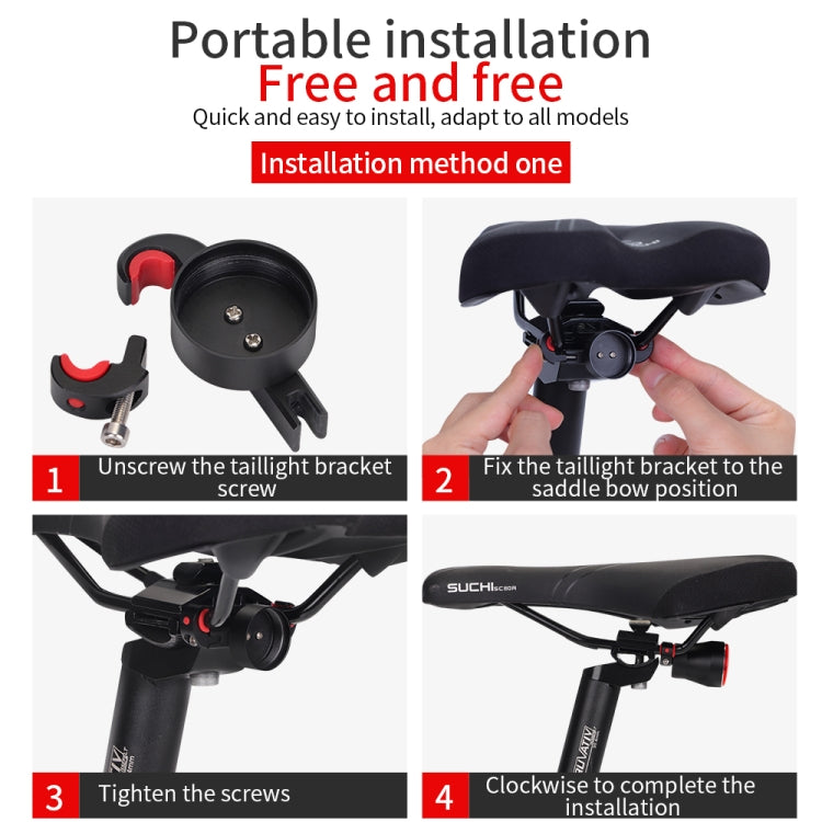 Bicycle rear light with mounting bracket shown during seatpost installation