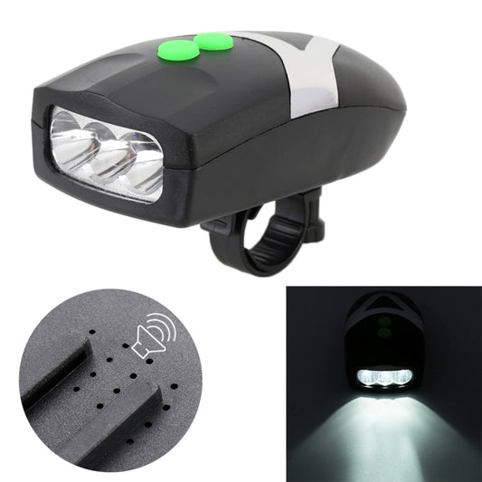Bicycle LED horn headlight with front light and two green buttons on top