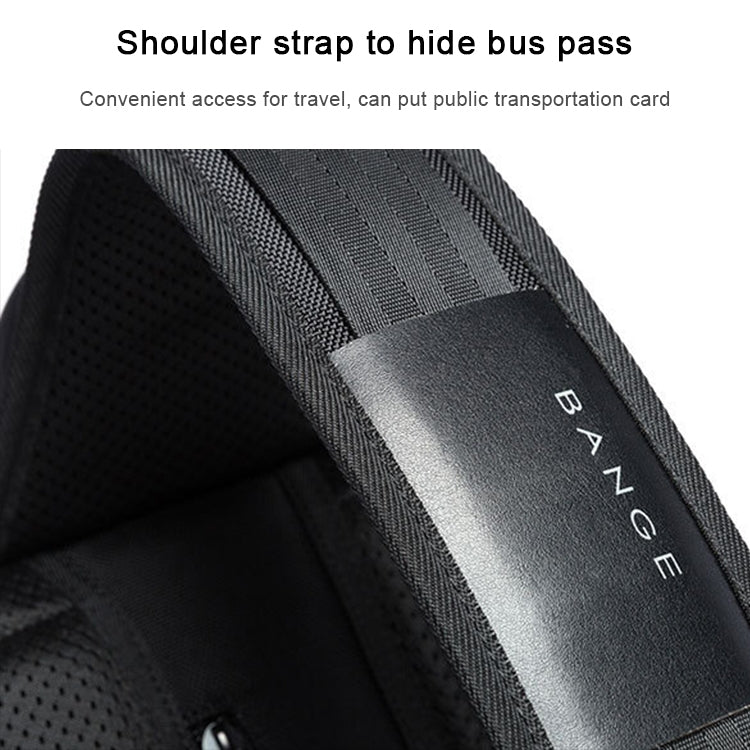 Black chest bag with webbed strap and concealed pass holder strap panel
