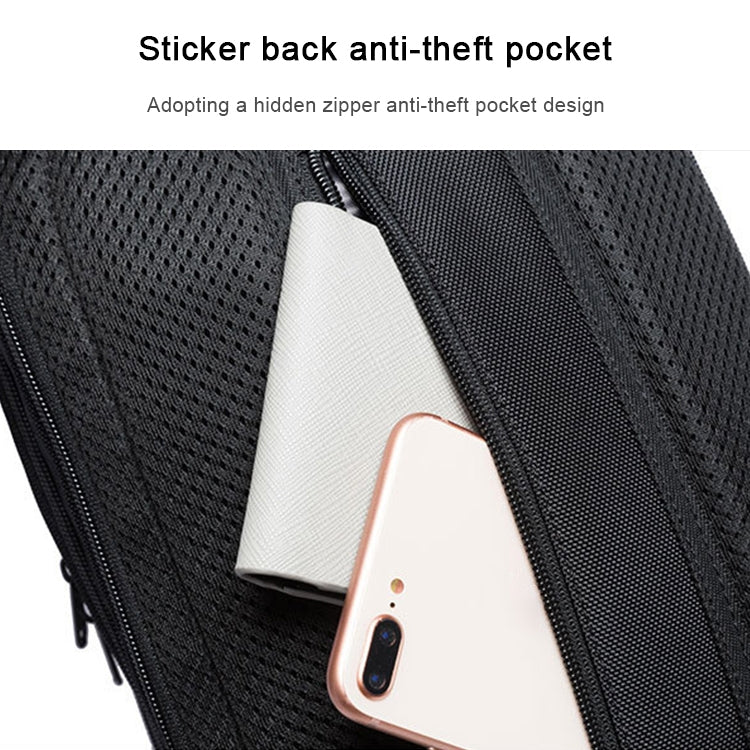 Black anti-theft back pocket with hidden zipper opening and fabric interior