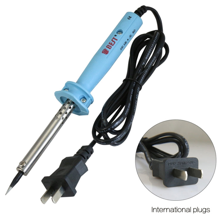 30W lead-free electric soldering iron with black power plug and blue barrel, solder tip