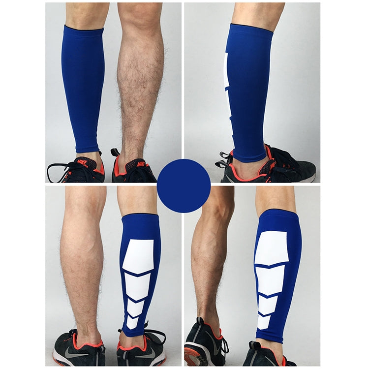 Blue elastic knee support sleeves with white protective panel detail, worn on legs.