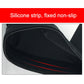 Black elastic knee sleeve close-up with red trim stripe and stitched edge detail.