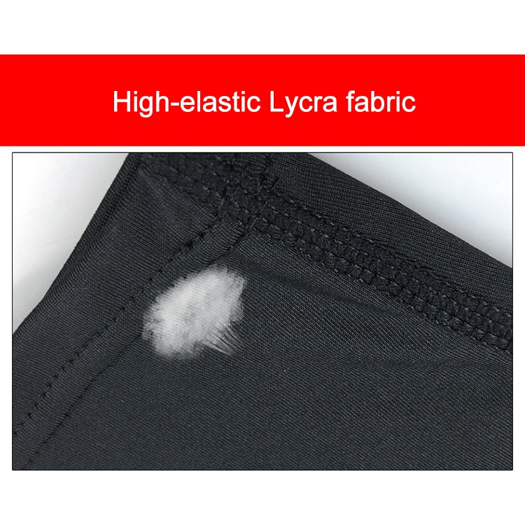 Black high-elastic knee sleeve material close-up with stitched hem and texture detail.