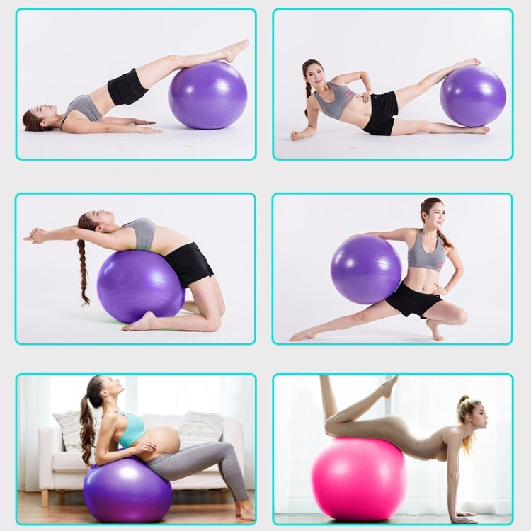 Anti-burst fitness yoga balls in purple and pink for multiple workout positions