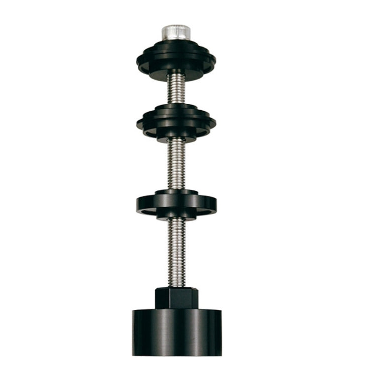 Bicycle bottom bracket press tool with threaded rod and black alignment cups