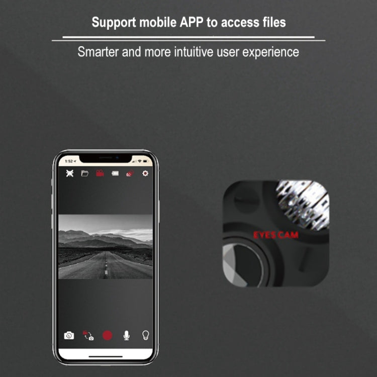 Black bicycle front lamp camera with smartphone app connection shown