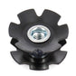 Black double-flanged star nut with threaded metal insert