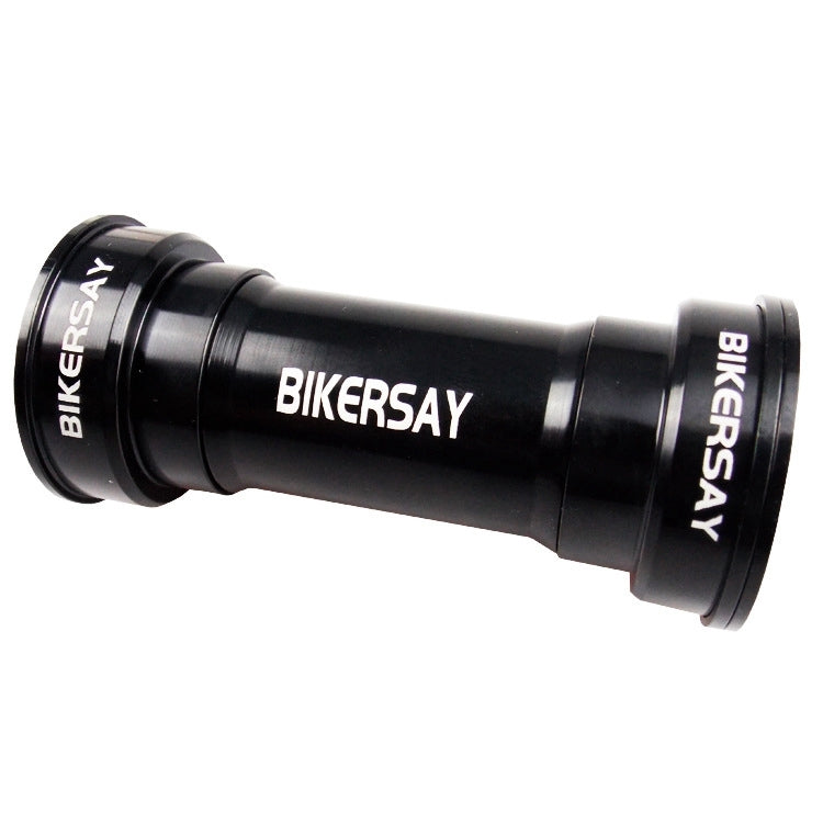 Black bottom bracket bearing unit with BIKERSAY lettering, angled view