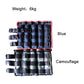 Adjustable ankle weight sandbags set in dark blue and camouflage patterns, with straps