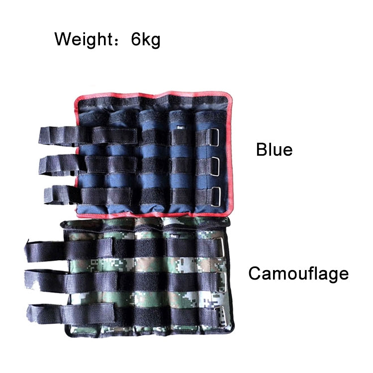 Adjustable ankle weight sandbags set in dark blue and camouflage patterns, with straps