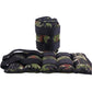 Camouflage ankle weight wrap with multiple padded blocks and adjustable fastening straps