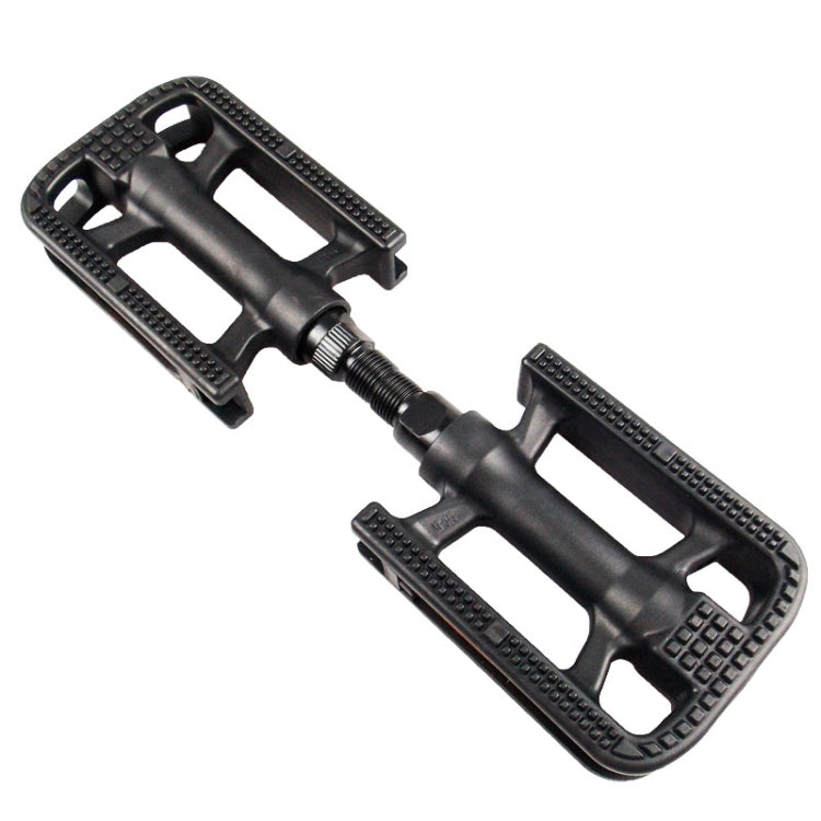 Anti-slip plastic bicycle pedals, black, studded grip surfaces, threaded axle
