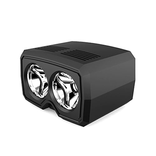 Black dual-lens bike LED headlight with rectangular housing