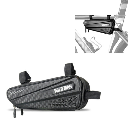 Black hard shell bicycle triangle frame bag with adjustable straps and side loops