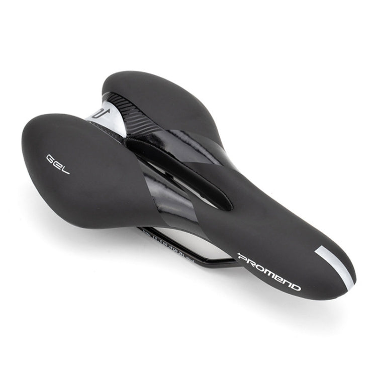 Black racing bicycle saddle with breathable center slot and orange-red accents