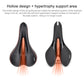 Black bicycle saddle diagram showing hollow design for airflow support
