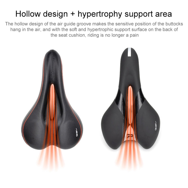 Black bicycle saddle diagram showing hollow design for airflow support