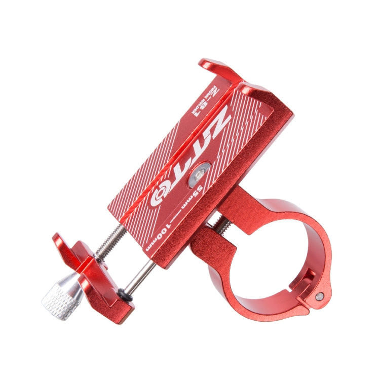 Red adjustable handlebar phone mount with clamp and knurled adjustment knob