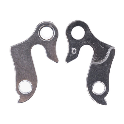 Alloy rear derailleur tail hook plates, 2 pack, dark metal with mounting holes
