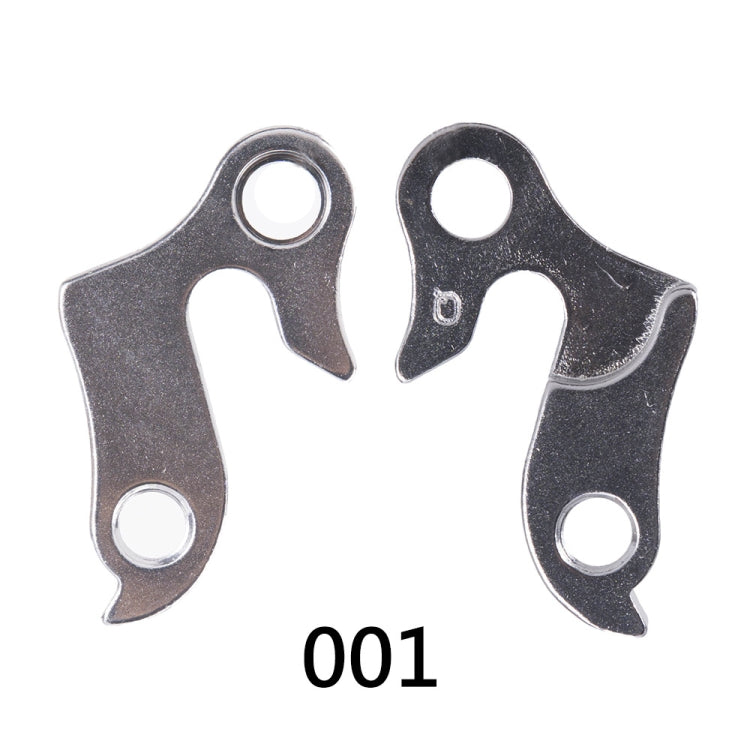 Alloy rear derailleur tail hook plates, 2 pack, dark metal, marked 001