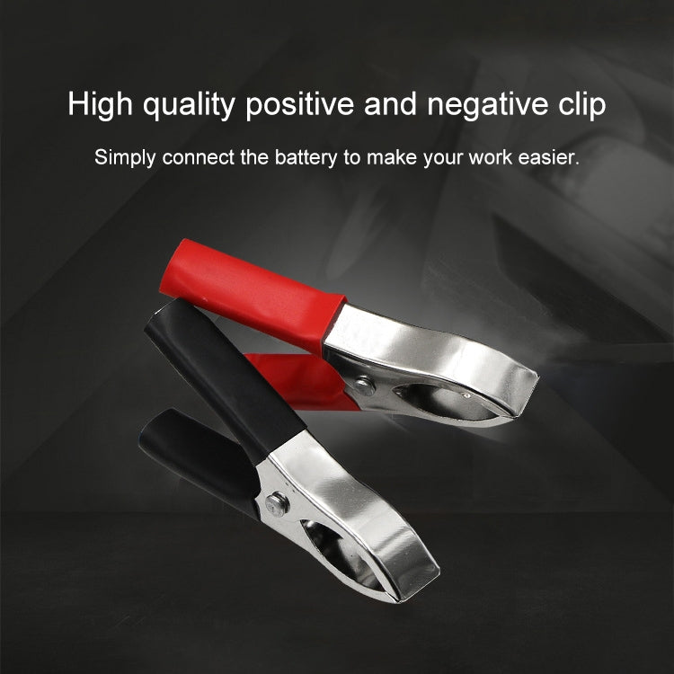 Positive and negative battery clip set with red and black terminals