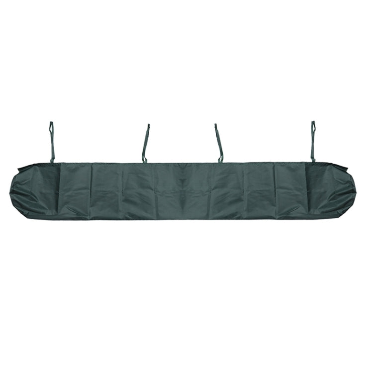 Dark green roller blind protective cover awning with hanging straps, waterproof fabric