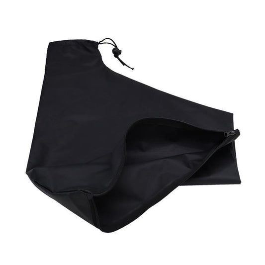Black vacuum storage bag with valve port and drawstring closure