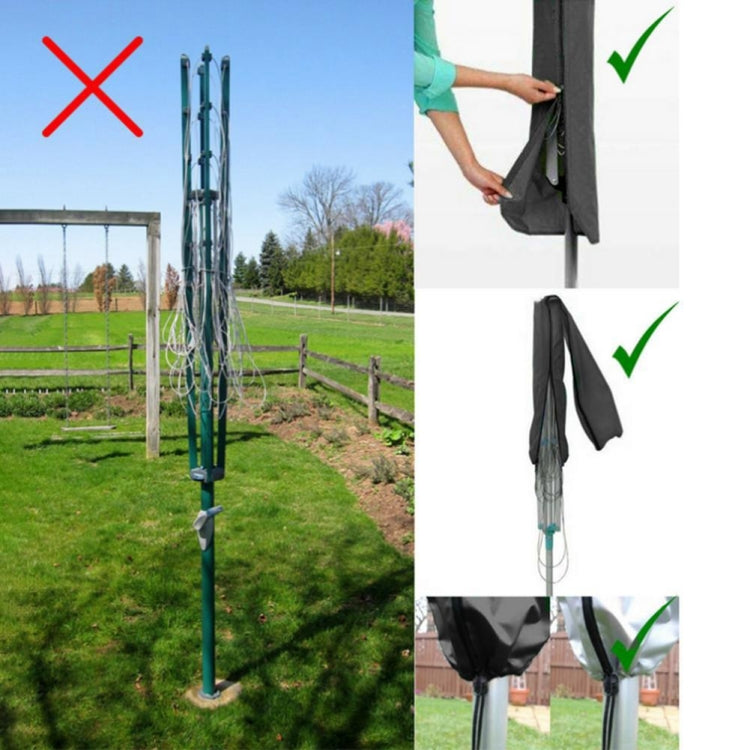 Outdoor drying rack protective cover, black sleeve with secure strap and hanging cord