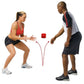 Red hexagonal reaction training ball for quickness and agility drills, shown in circle detail