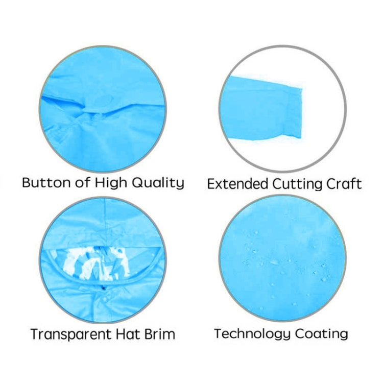 Blue dinosaur raincoat fabric close-up with water-resistant coating and sealed seams
