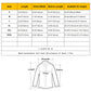 Dinosaur raincoat size chart with length, chest width, sleeve length, and height range