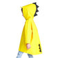 Children's dinosaur raincoat, yellow, hooded with button front and fin-like shoulder details