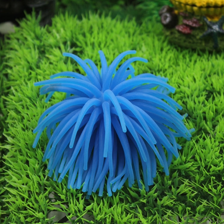 Blue spiky sea urchin ball coral decoration with thin tentacles for aquarium decor