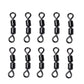 Dual-ring fishing swivel connectors, black metal, 100 pcs