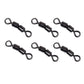 Black dual-ring fishing swivel connectors with snap eyelets (close-up)