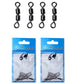 Black dual-ring fishing swivels in two blue blister packs, 100 pcs