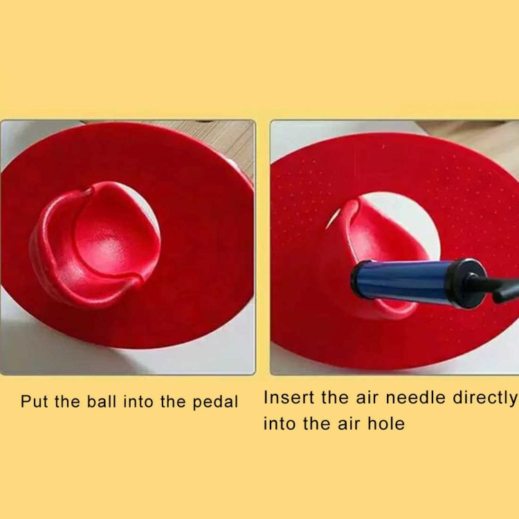Red inflatable balance jumping ball with air hole and pedal insertion details