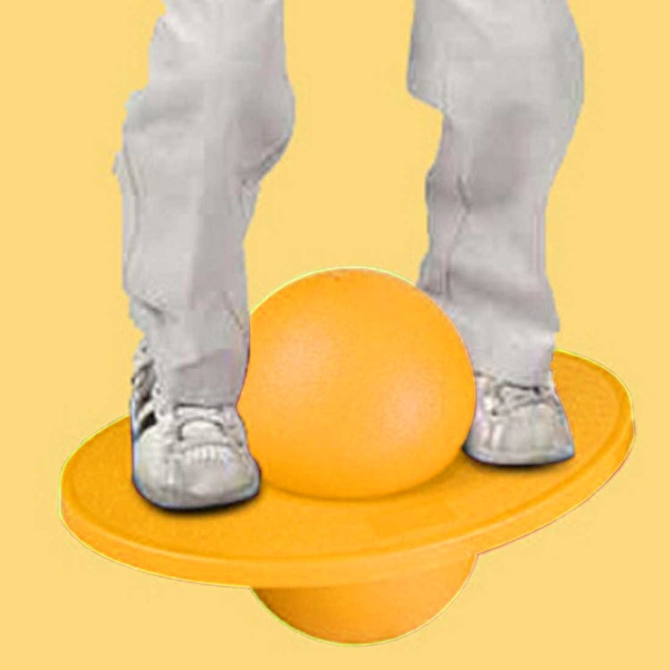 Orange inflatable balance jumping ball with dome top and circular base