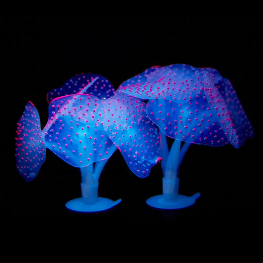 Pink fluorescent jellyfish aquarium decoration with red speckled dots and suction base