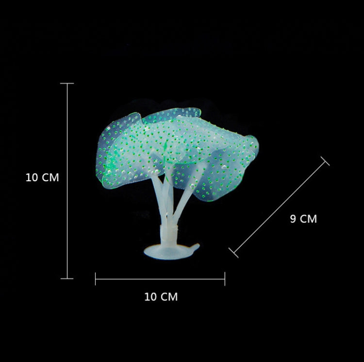 Turquoise fluorescent jellyfish silicone decoration, 10 x 10 x 9 cm, with suction base