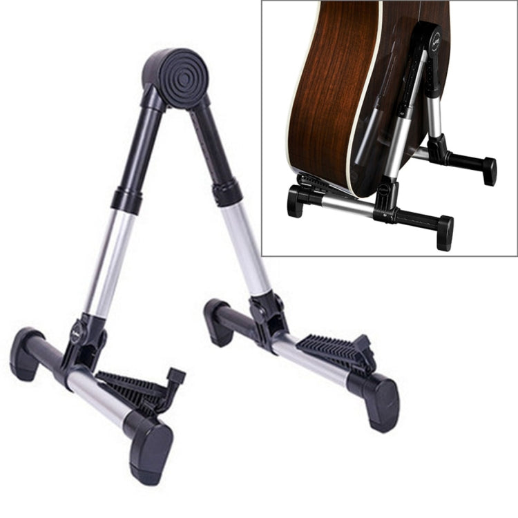 Folding vertical instrument stand with cradle for violin, silver legs and black feet