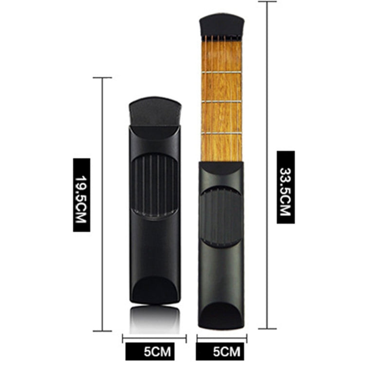 Compact mini guitar trainer case with two end caps and wood-tone fretboard insert