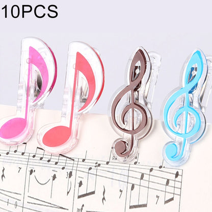 Music note spring page clips, clear clips with pink, red, brown, and blue note shapes