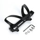 Black aluminum bottle cage with included mounting hardware: screws and washers