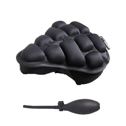 Black foldable inflatable bicycle seat airbag cushion with built-in inflator valve