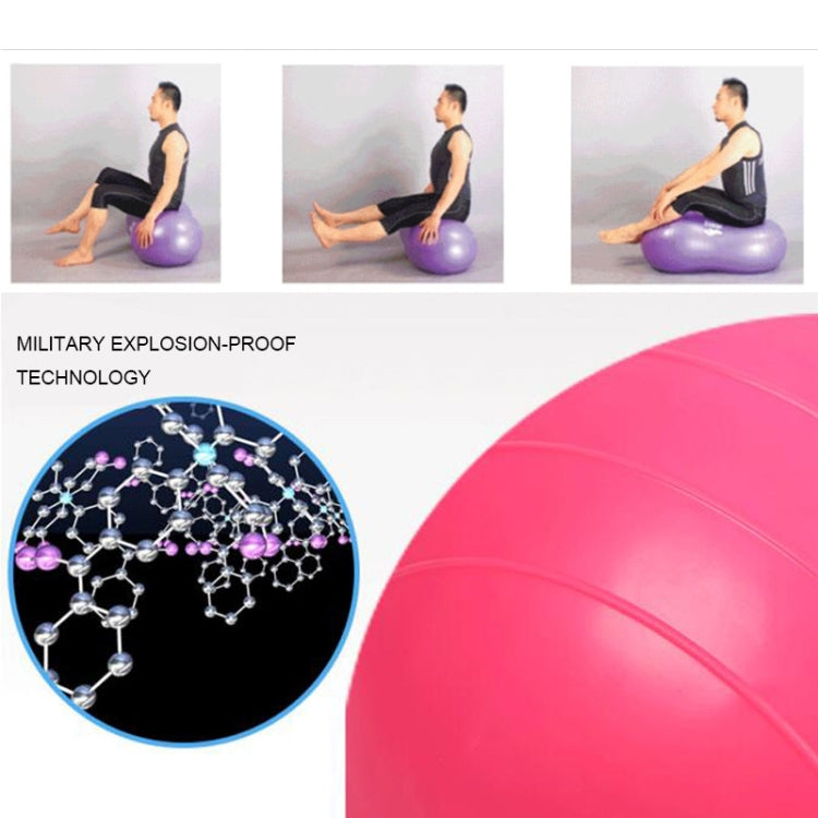Pink peanut-shaped exercise and massage ball with glossy finish and seam lines
