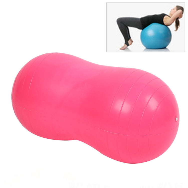 Pink peanut-shaped exercise and massage ball with ridged seam lines