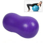 Purple peanut-shaped exercise and massage ball with central seam lines